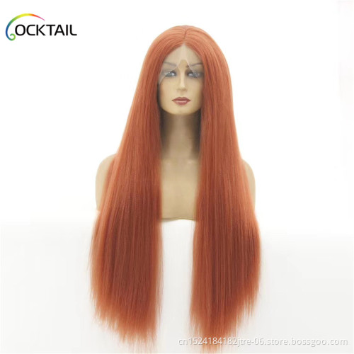 wholesale ombre colors lace frontal wig with baby hair longest silky straight hair synthetic lace frontal wigs